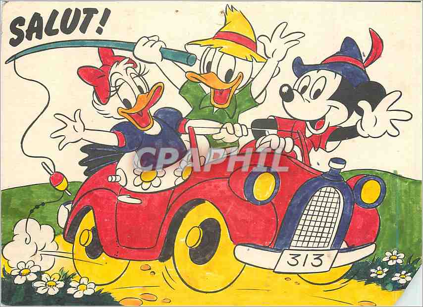 CPM Salut Bonnes Vacances avec Mickey Parade Walt Disney