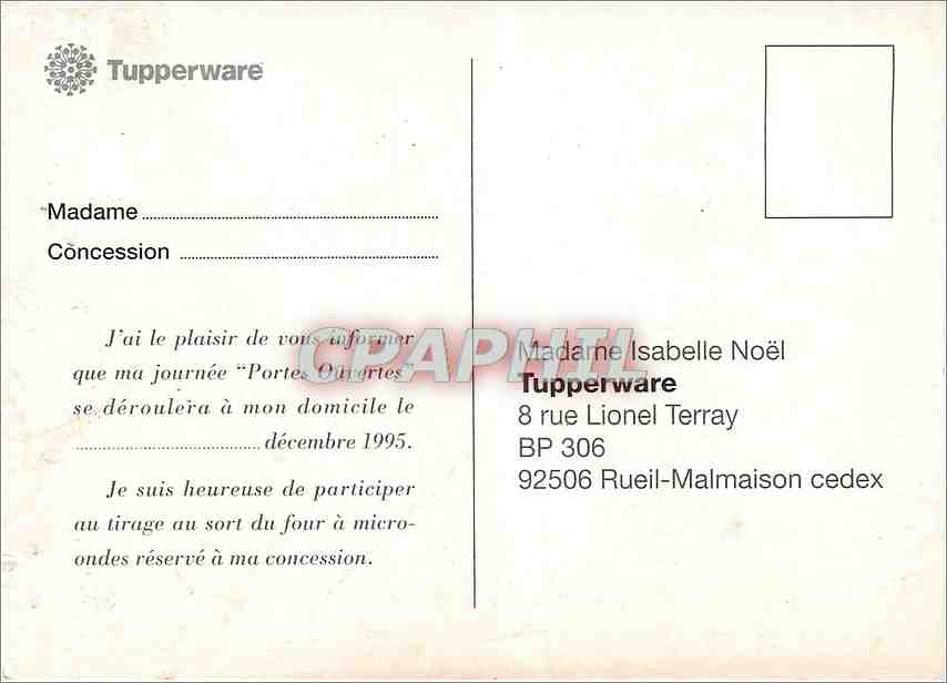 CPM La boite pour s'eclater Tupperware — Rückseite