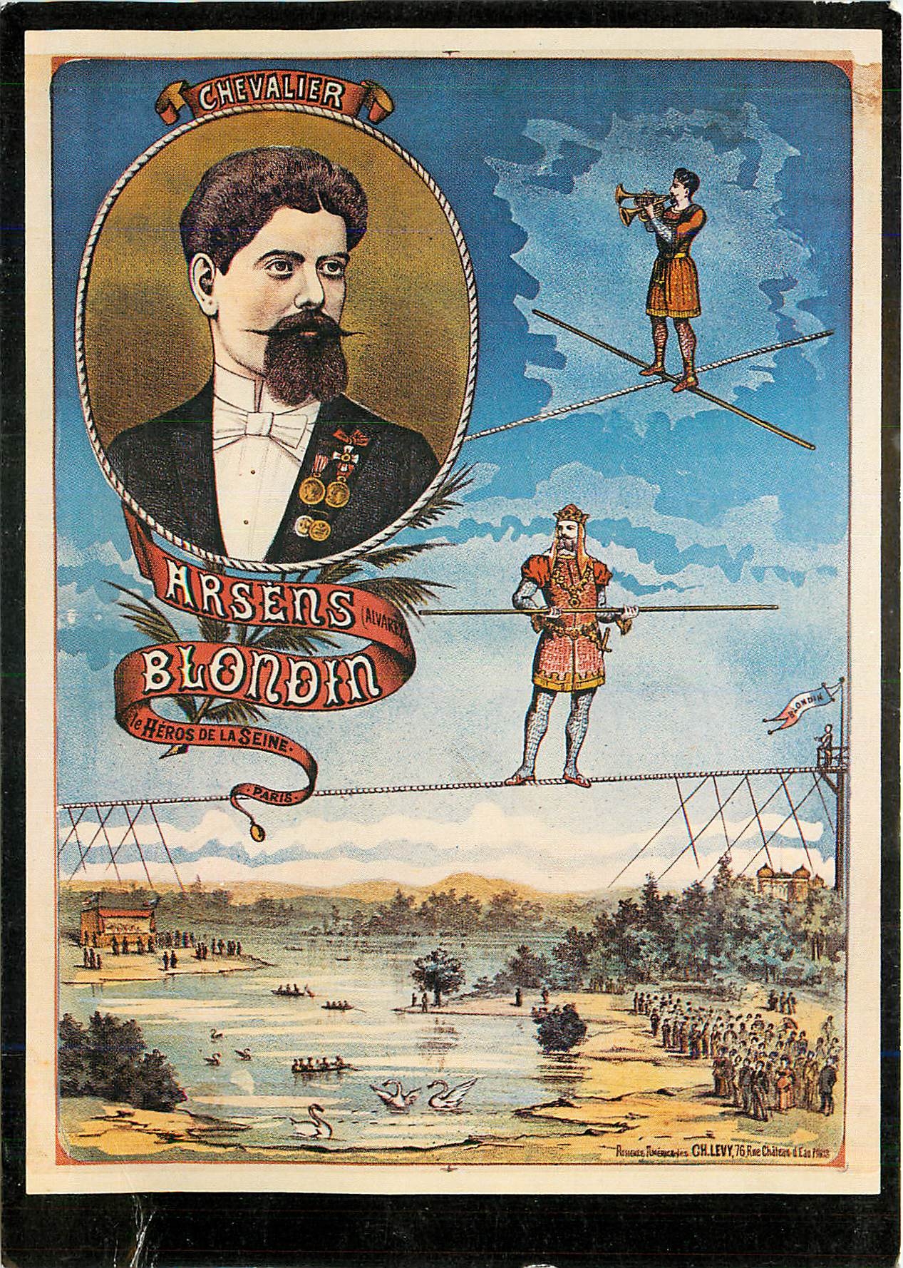 CPM Paris Musee des Arts et Traditions Populaires Affliche de Cirque Blondin le heros de la Seine 