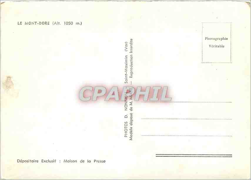CPM Le Mont Dore La Journee du Curiste  — Rückseite