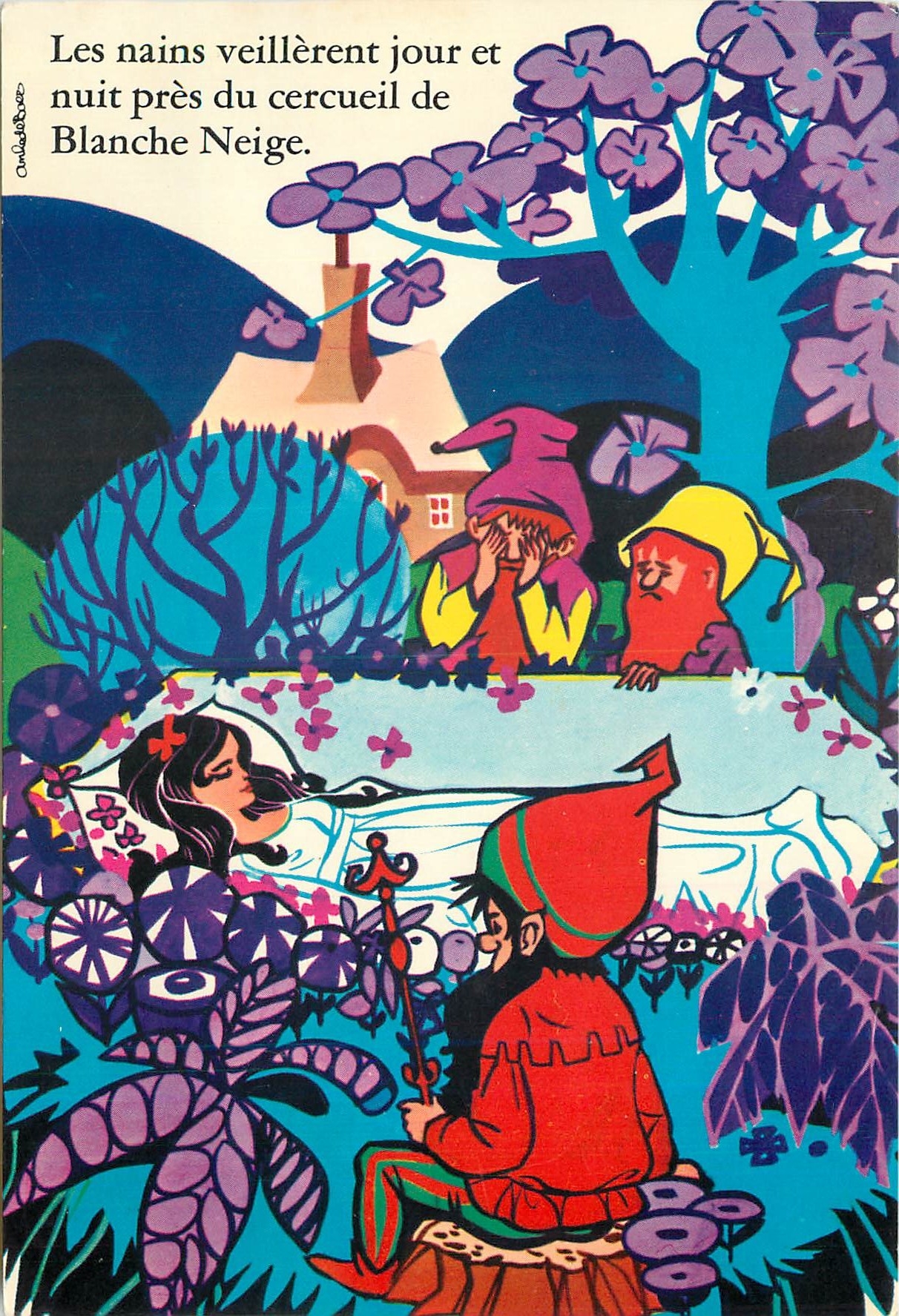 CPM Les nains veillerent jour et nuit pres du cercueil de Blanche Neige 