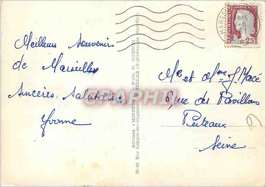 CPM Et voila comment Marius pecha la sardine qui bouchait le vieux port Marseille — Rückseite