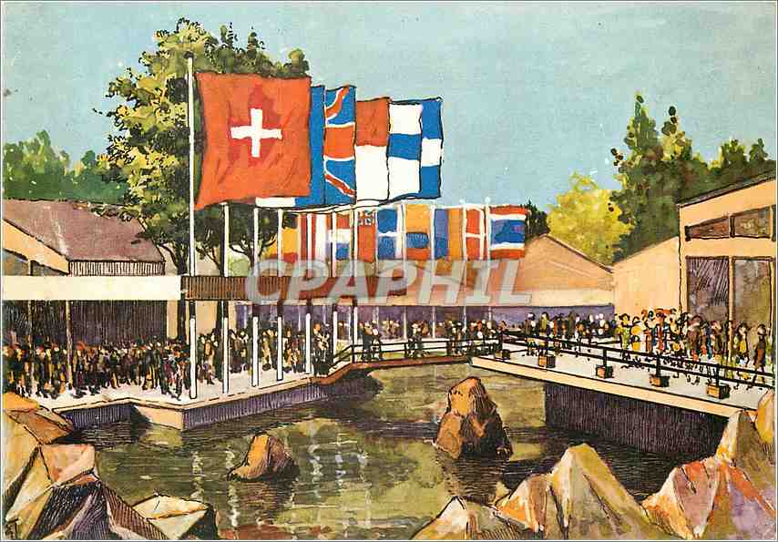 CPM Exposition Universelle de Bruxelles Le Pavillon de la Suisse Les Lacs 
