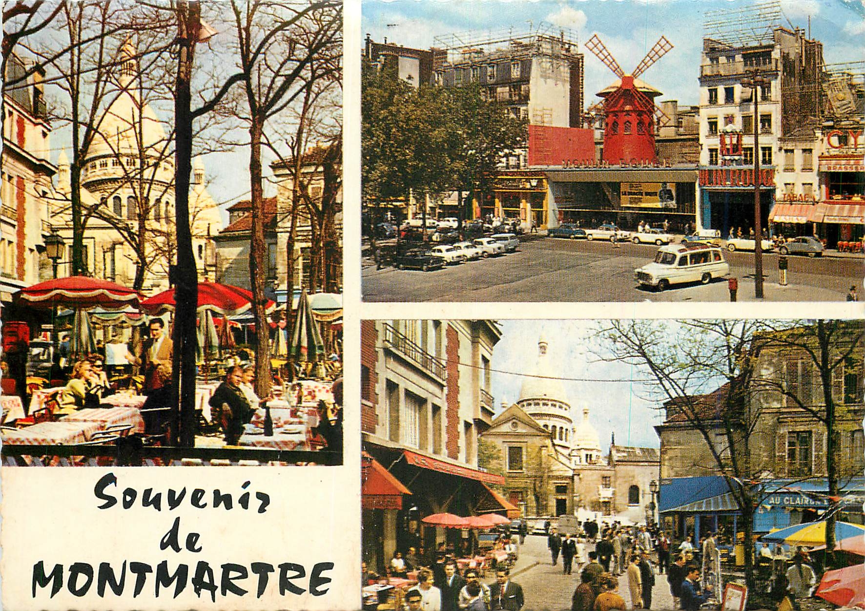 CPM Paris Montmartre La Place du Tertre et le Moulin Rouge 