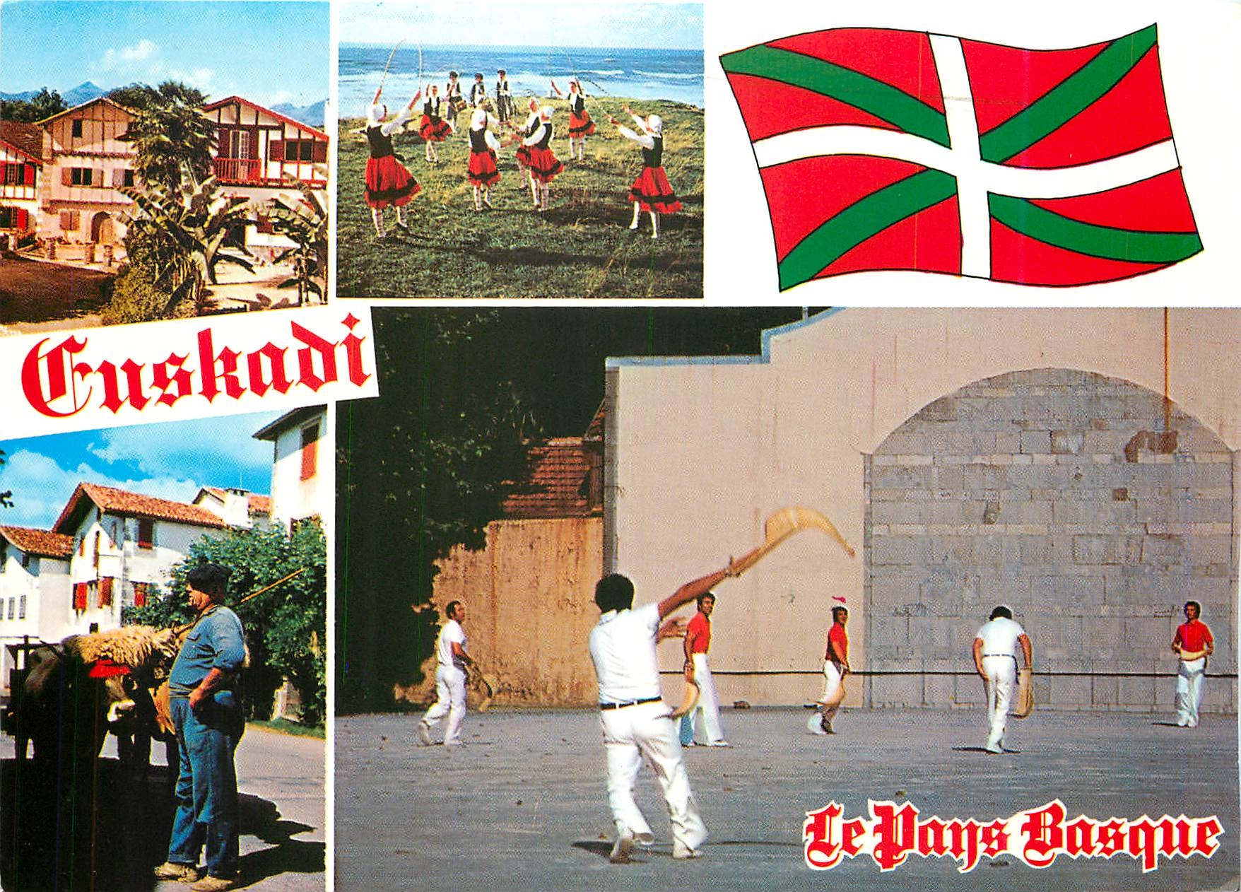 CPM Le Pays Basque Ballets Basques de Bayonne Orai Bat Maisons basques Le fermier Pelote basque
