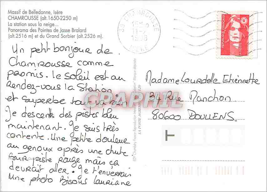 Chamrousse — Pointes de Jasse Bralard et Le Grand Sorbier — Éditions Chamrousse — Verso