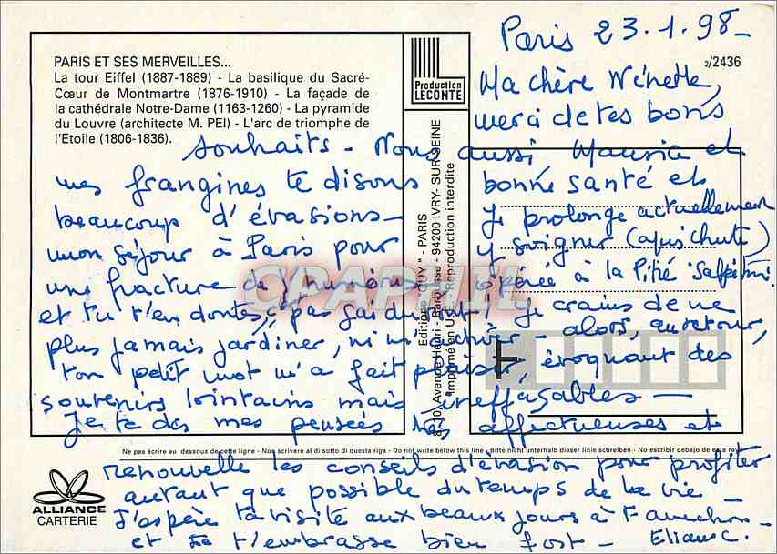 Paris et ses merveilles — Éditeur LECONTE n°2436 — Back