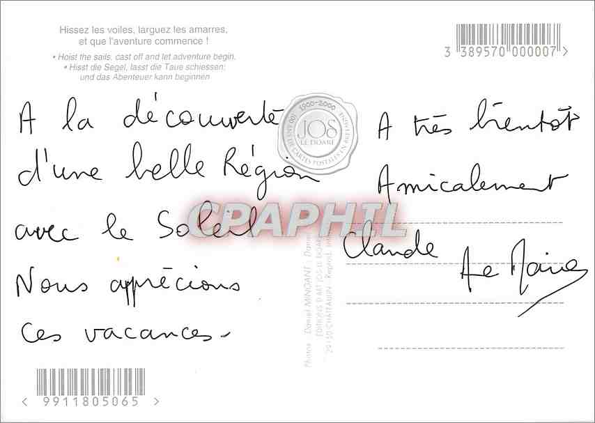 CPM Bretagne Croisiere de reve Bateaux — Rückseite