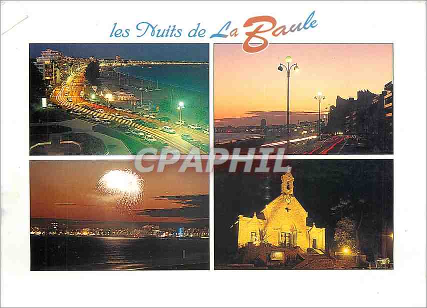 CPM La Baule Animations nocturnes sur la grande plage et la chapelle Sainte Anne 