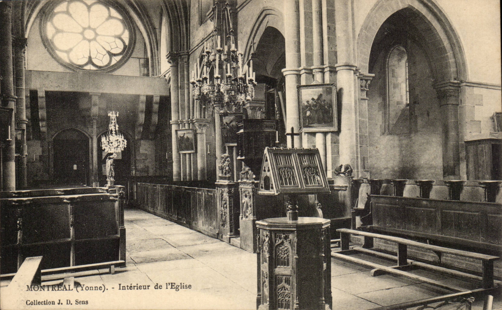 (Yonne) Montreal- Interieur de l'Eglise CPA