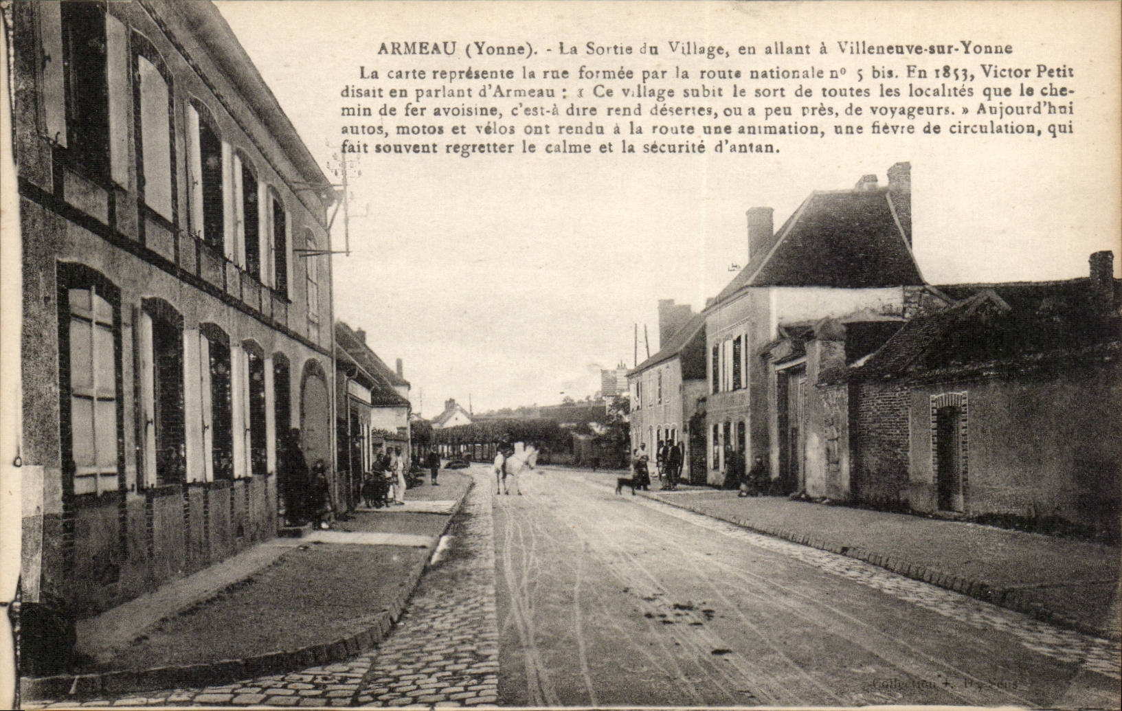 Armeau (Yonne) — La Sortie du Village, en allant à Villeneuve-sur-Yonne — Collection R. P. Vaut