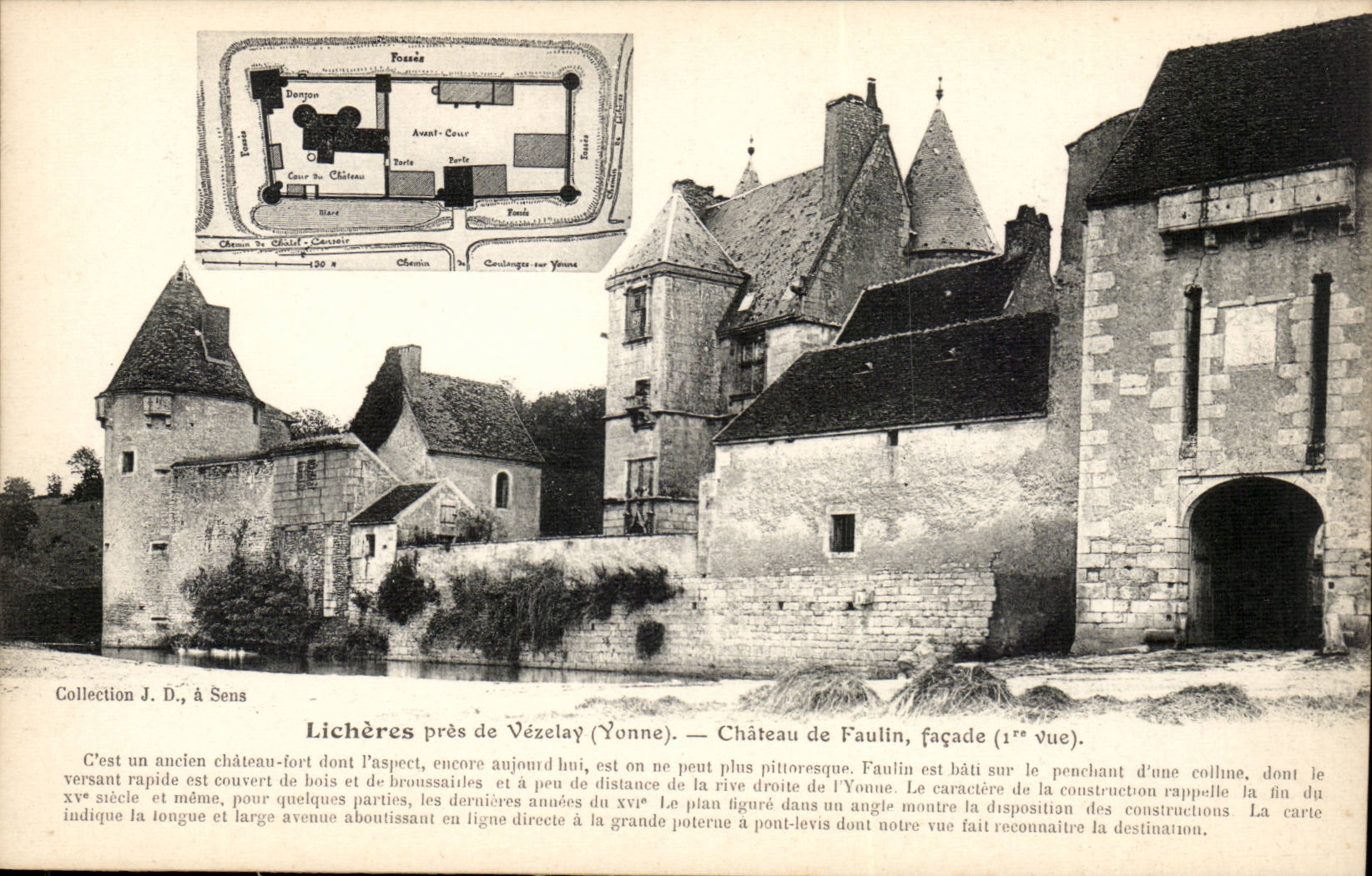 Lichères près de Vézelay (Yonne) — Château de Faulin, façade (1ère vue) — Collection J. D., à Sens
