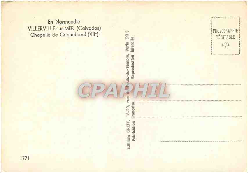 CPM Villerville sur Mer Calvados Chapelle de Criqueboeuf  — Rückseite