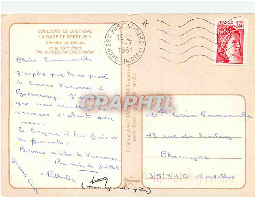 CPM La Rade de Brest Bretagne  — Rückseite