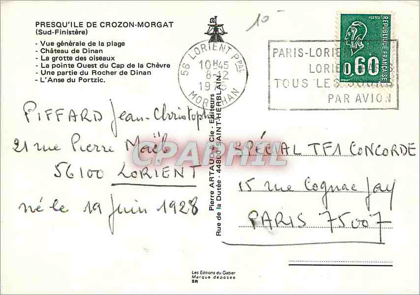 CPM Presqu'ile de Crozon Morgat Sud Finistere Vue generale de la plage  — Rückseite