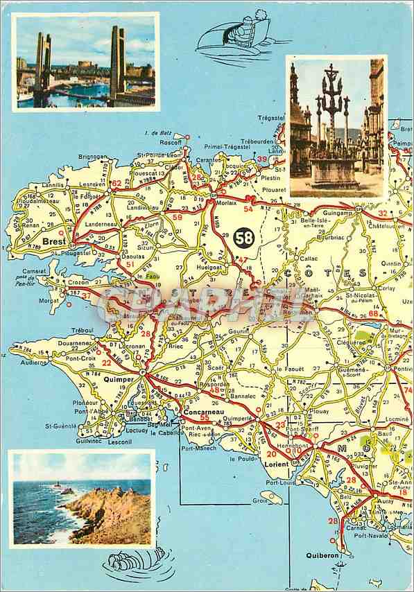 CPM Le Finistere Le Calvaire de Saint Thegonnec le Pont levant de Brest la Pointe du Raz 