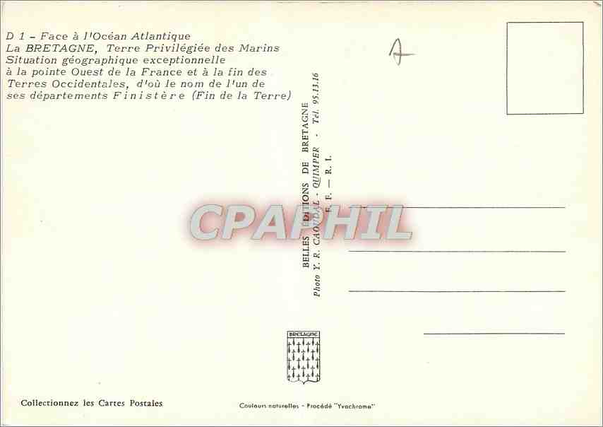 CPM Face a l'Ocean Atlantique La Bretagne  — Rückseite