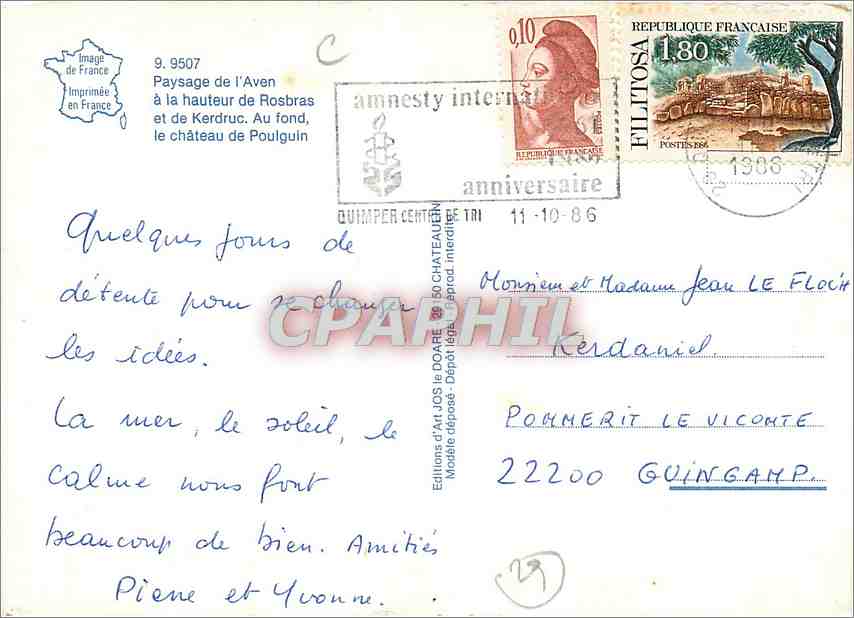 CPM Paysage de l'Aven a la hauteur de Rosbras et de Kerdruc  — Rückseite