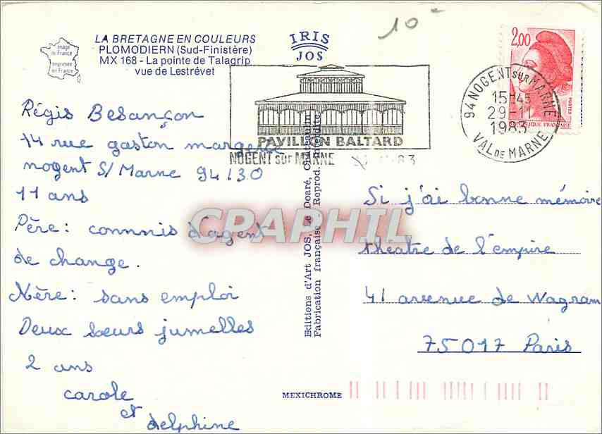 CPM Plomodiern Sud Finistere La pointe de Talagrip vue de Lestrevet  — Rückseite