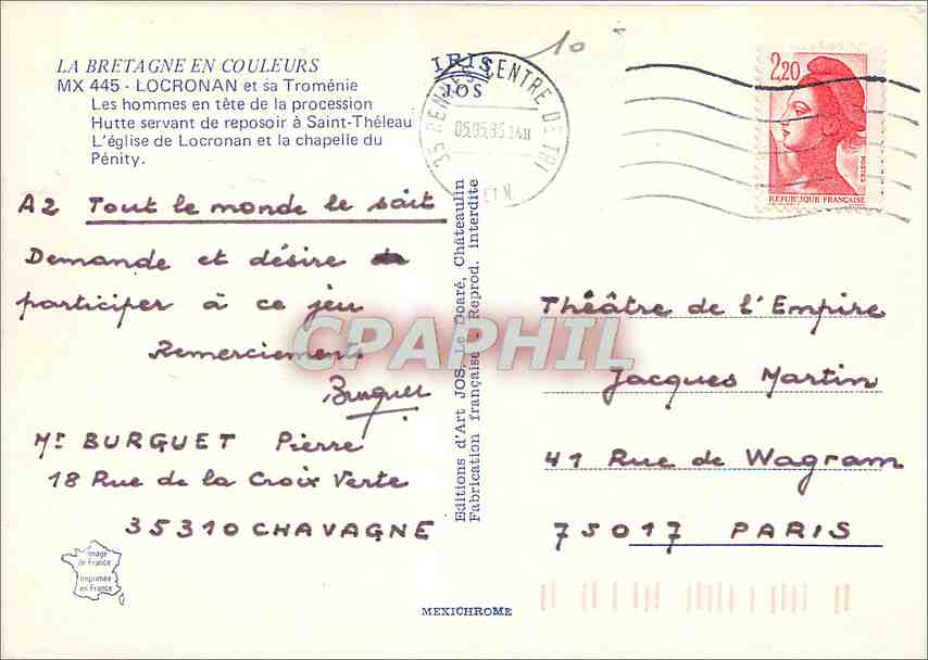 CPM Locronan et sa Tromenie Les hommes en tete de la procession Hutte servant de reposoir a Saint Th — Rückseite