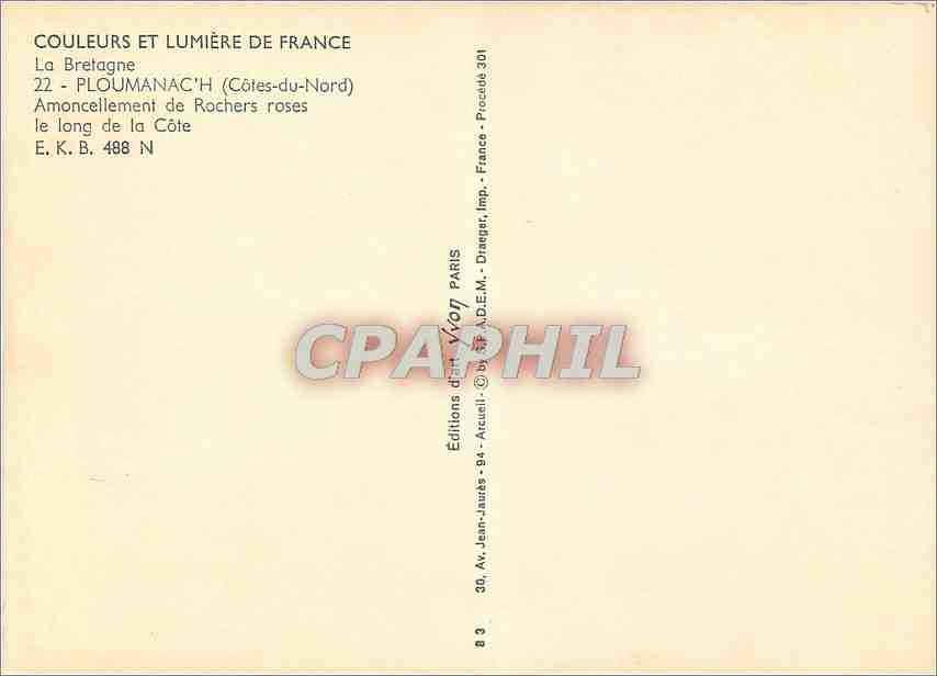 CPM Ploumanac'h Cotes du Nord Amoncellement de Rochers roses le long de la Cote  — Rückseite
