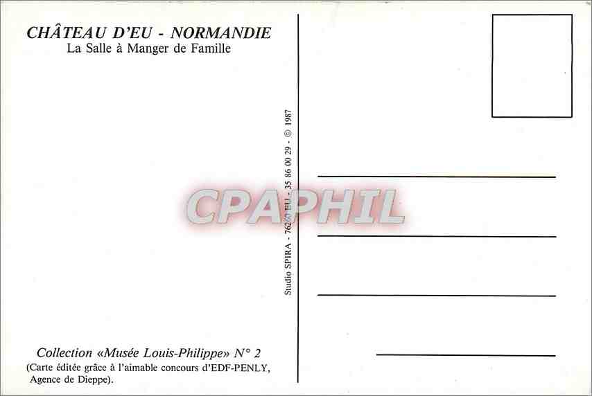 CPM Chateau d'Eu Normandie La Salle a Manger de Famille  — Rückseite
