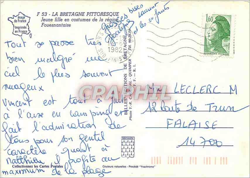 CPM Jeune fille en Costumes de la region Fouesnantaise  — Rückseite