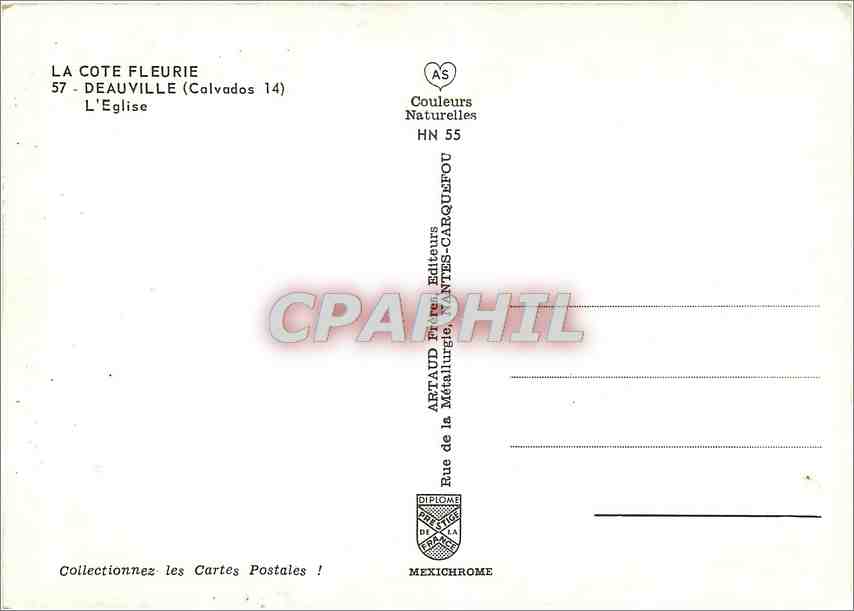 CPM La Cote Fleurie Deauville l'Eglise  — Verso