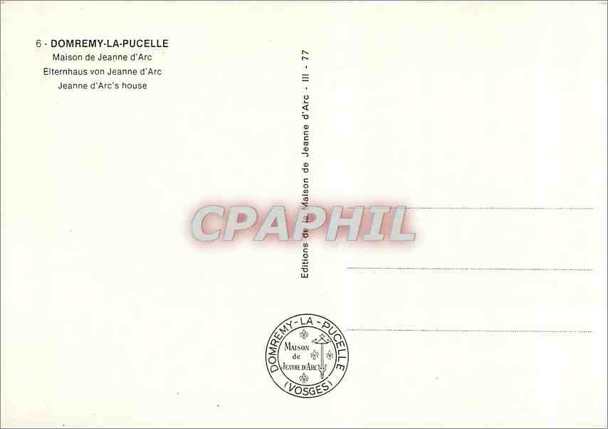 CPM Domremy la Pucelle Maison de Jeanne d'Arc Elternhaus von Jeanne d'Arc  — Rückseite