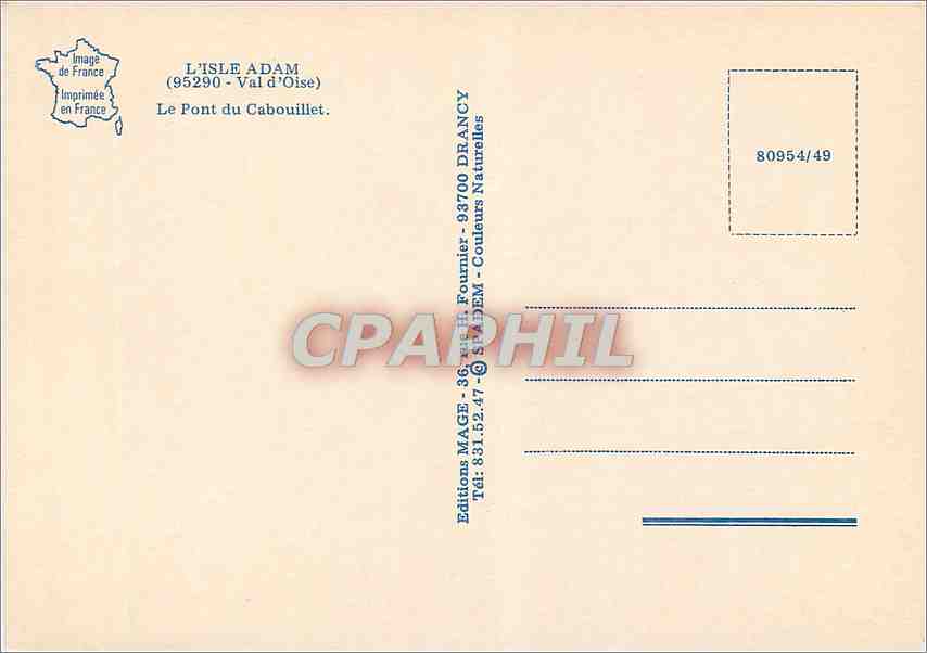 Le Pont du Cabouillet — L'Isle-Adam (Val-d'Oise) — Éditions MAGE — Verso