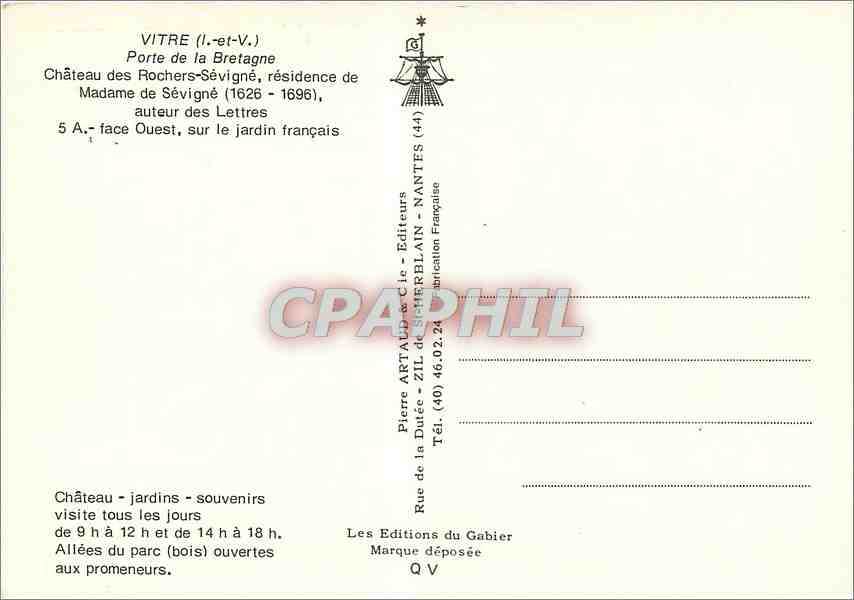 CPM Vitre L et V Porte de la Bretagne Chateau des Rochers Sevigne  — Rückseite