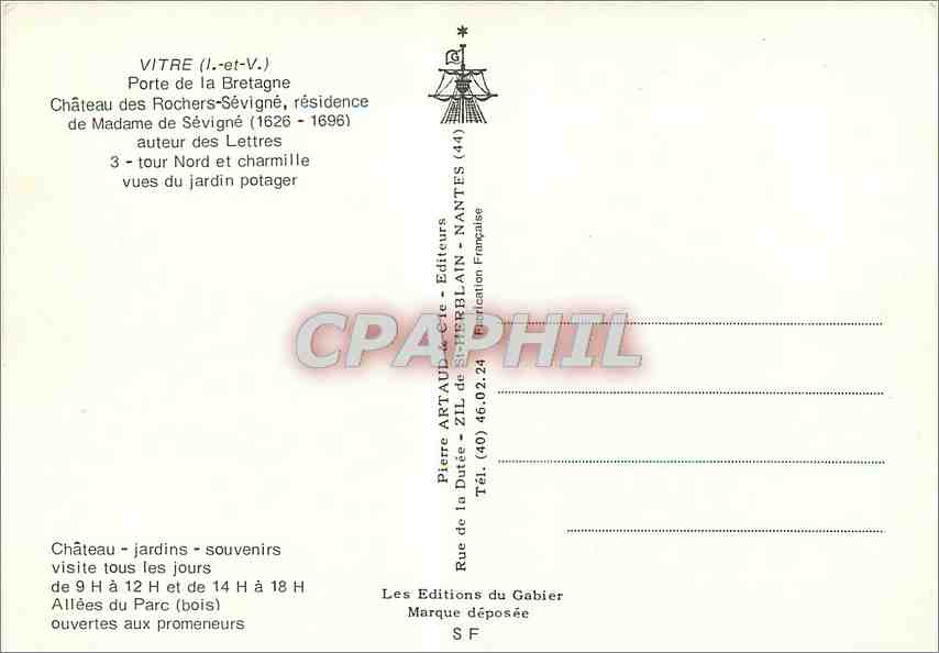 CPM Vitre L et V Porte de la Bretagne Chateau des Rochers Sevigne  — Rückseite