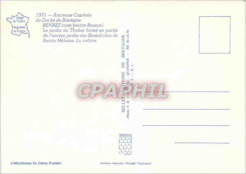 CPM Ancienne Capitale du Duche de Bretagne Rennes  — Rückseite