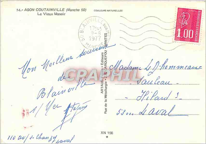 CPM Agon Coutainville Le Vieux Manoir  — Rückseite
