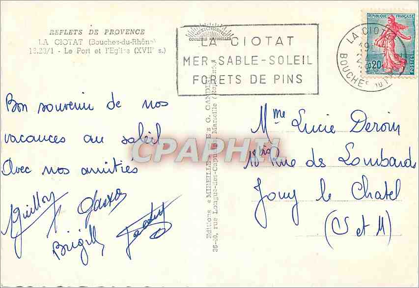 CPM Ciotat Bouche du Rhon Le Port et l'Eglise  — Rückseite