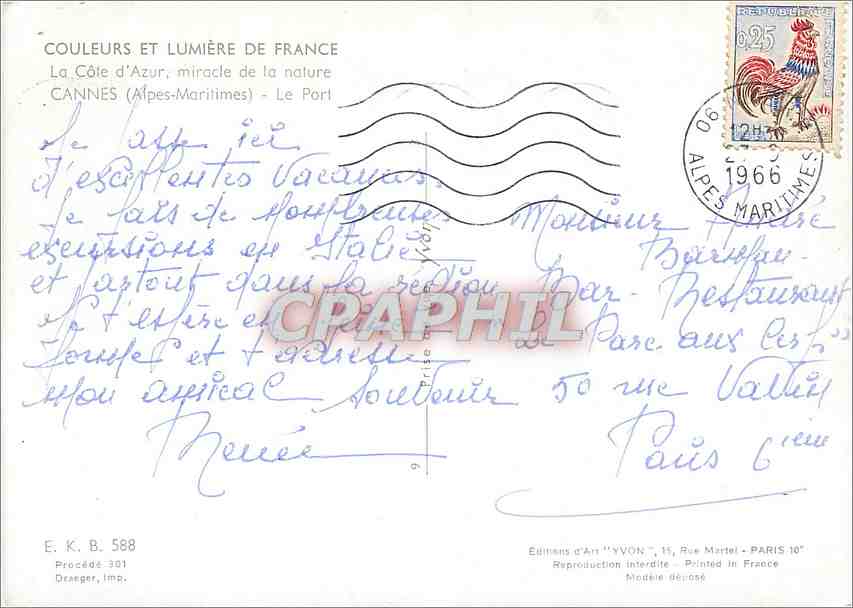 Cannes — Le Port — Éditions d'Art YVON — Rückseite
