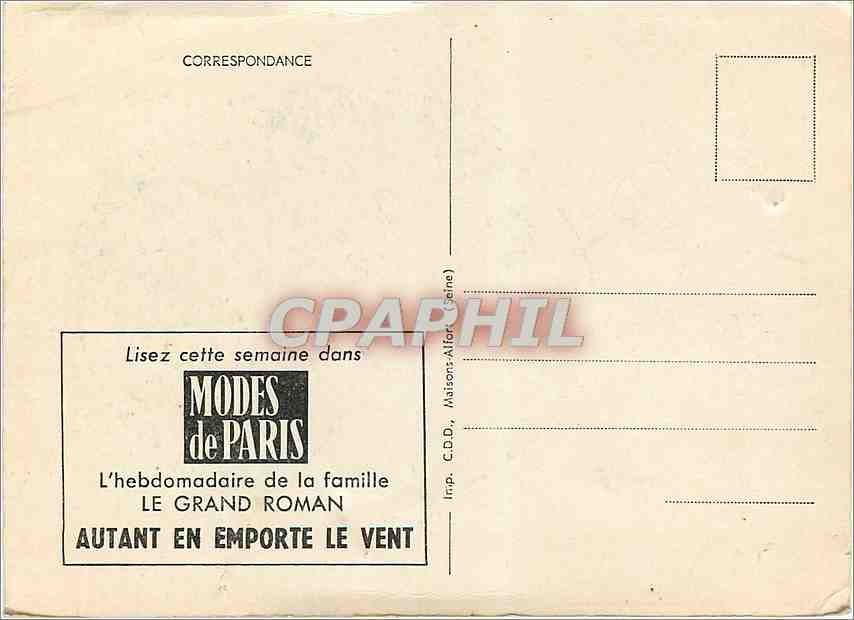 CPM Autant en emporte le vent Margaret Mitchell — Back