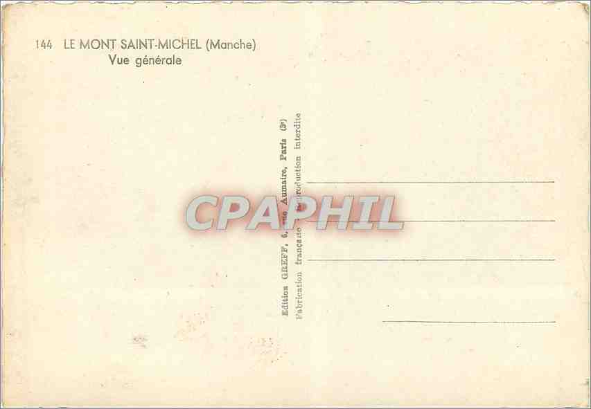 CPM Le Mont Saint Michel Manche Vue generale  — Verso