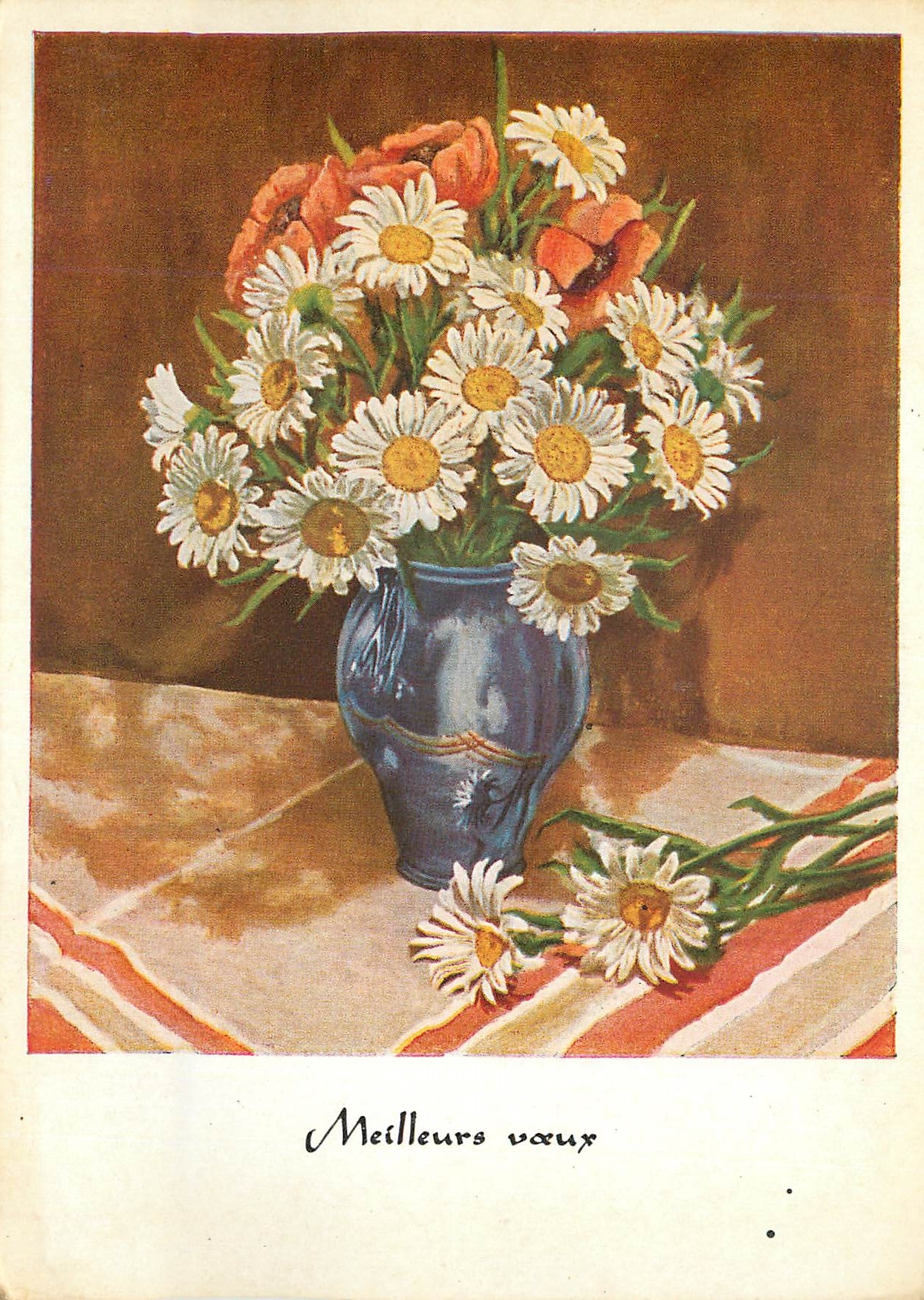 CPM Meilleurs Voeux Marguerites  d'Apres un Original peint avec le peid de E Macho 