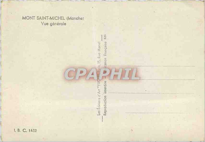 CPM Mont Saint Michel Manche Vue generale  — Verso