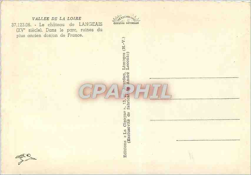 CPM Vallee de la Loire Le Chateau de Langeais Dans le parc  — Rückseite