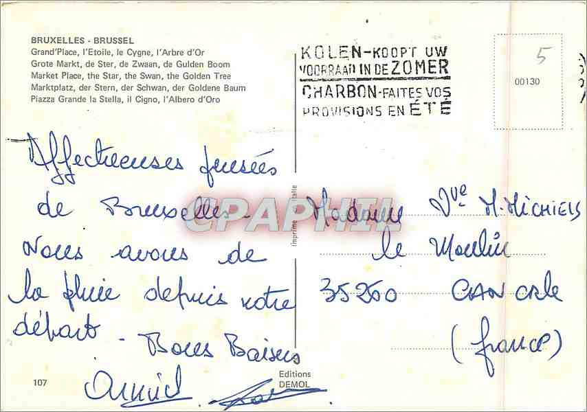CPM Bruxelles Brussel Grand Place I'Etoile  — Verso
