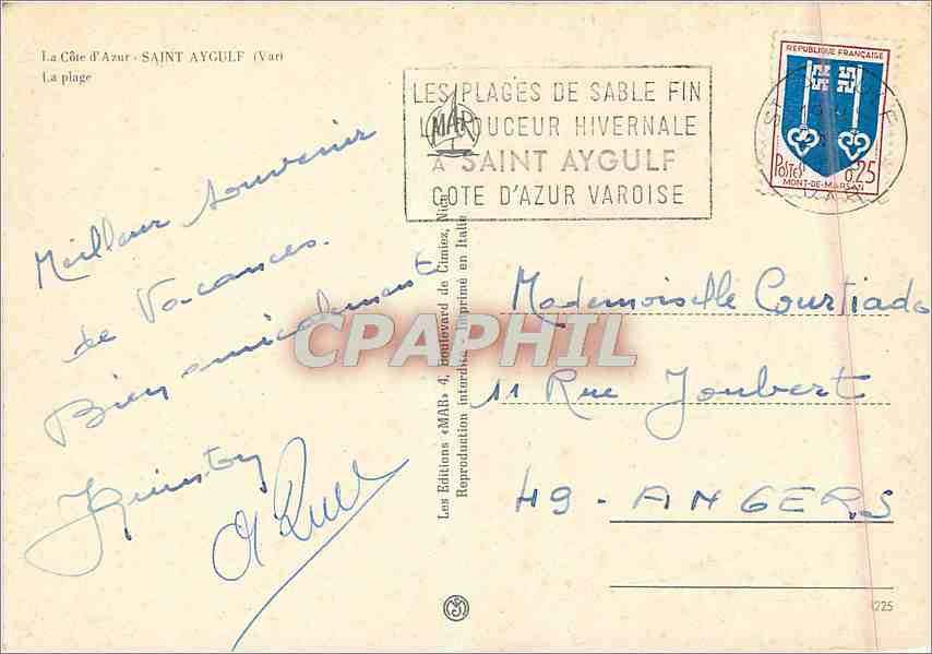 CPM La Cote d'Azur Saint Aygulf Var La Plage  — Rückseite