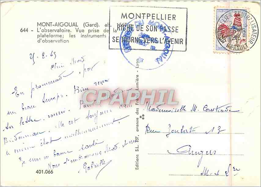 CPM Mont Aigoual Gard L'Observatoire  — Rückseite