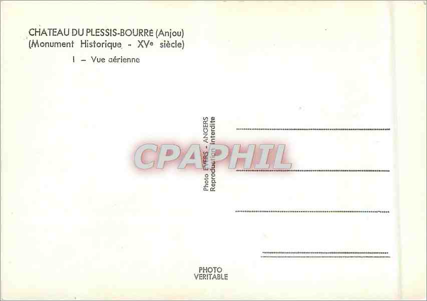 CPM Chateau de Plessis Bourre Anjou Vue aerienne  — Back