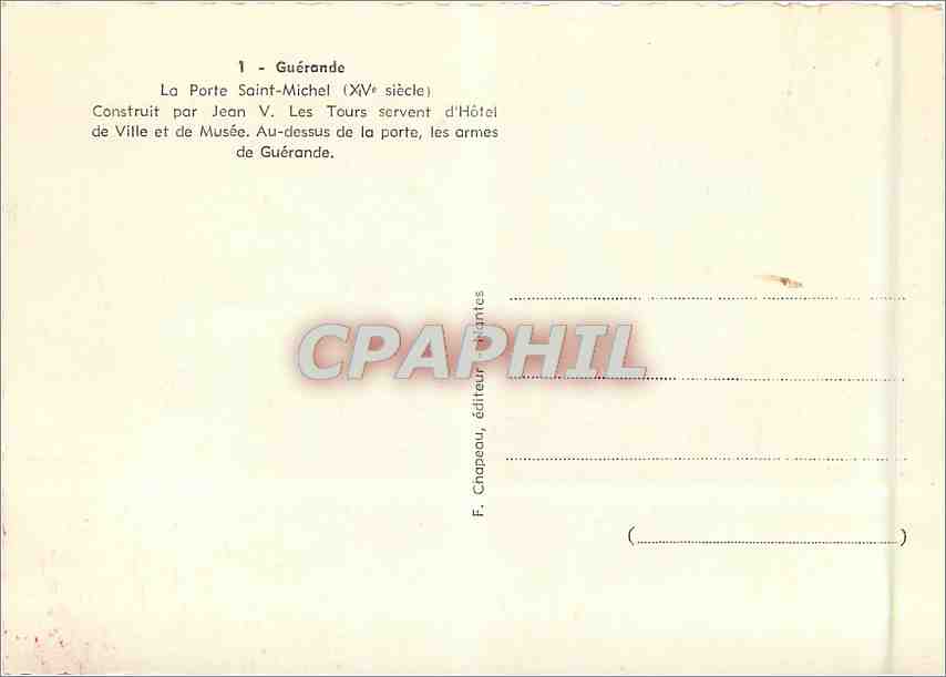 CPM Guerande La Porte Saint Michel  — Rückseite