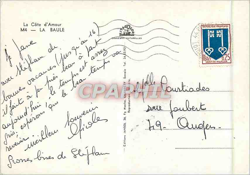 CPM Souvenir de la Baule  — Rückseite