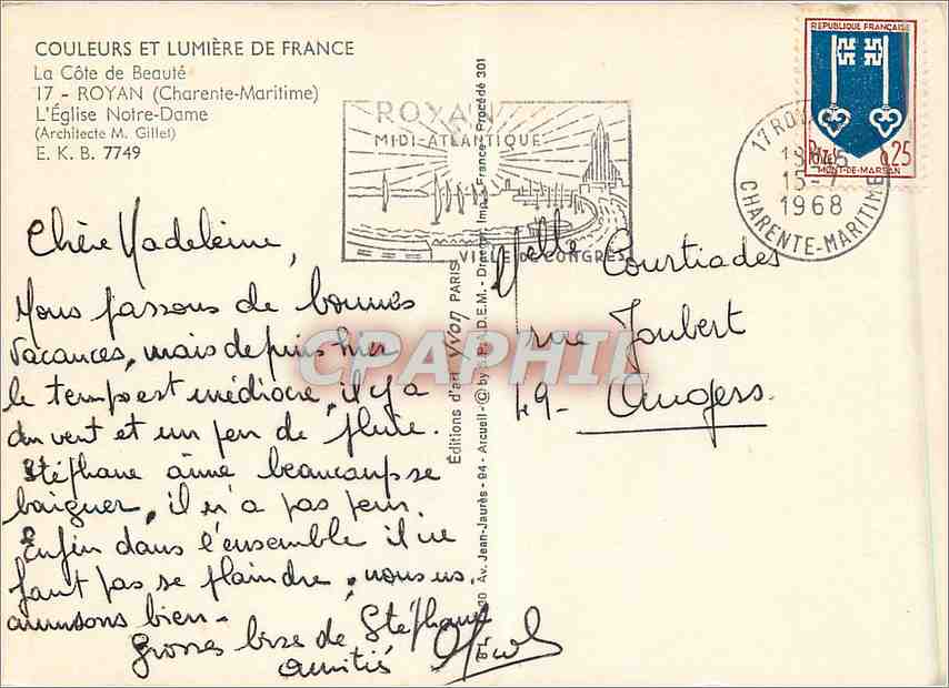 CPM La Cote de Beaute Royan Charente Maritime L'Eglise Notre Dame  — Back