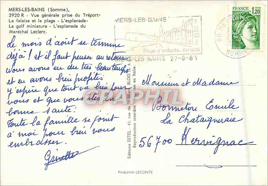 CPM Mers les Bains  — Verso