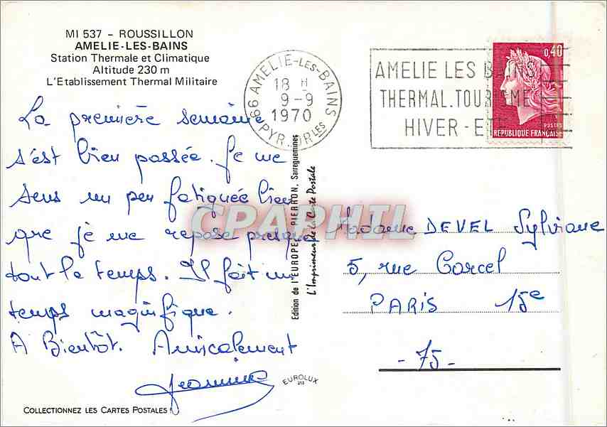 CPM Roussillon Amelie les Bains Station Thermale et Climatique  — Rückseite